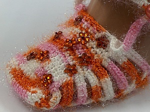Bootees Pink, Orange, White