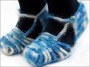 Bootees Blue, White