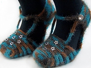 Bootees Turquoise, Brown, Black