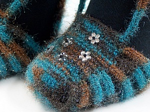Bootees Turquoise, Brown, Black