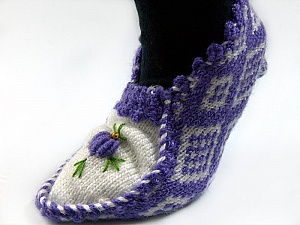 Bootees Purple, White