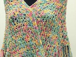 Shawl Green, Yellow, Pink