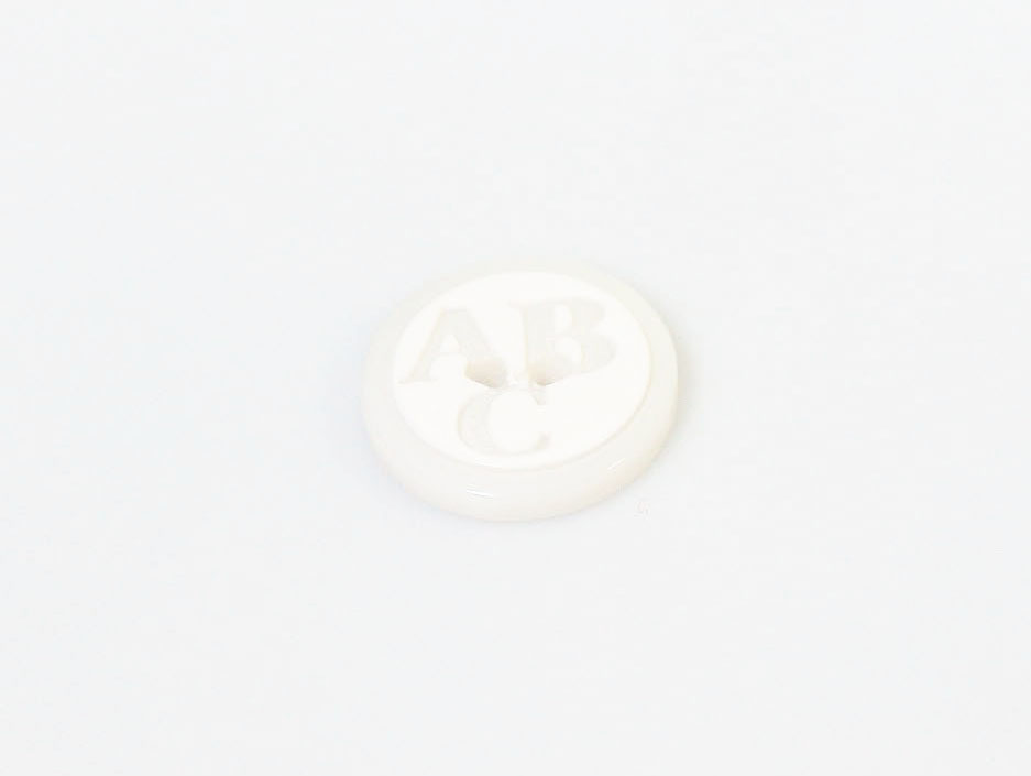 White 5 ABC Figure Buttons 15 mm diameter