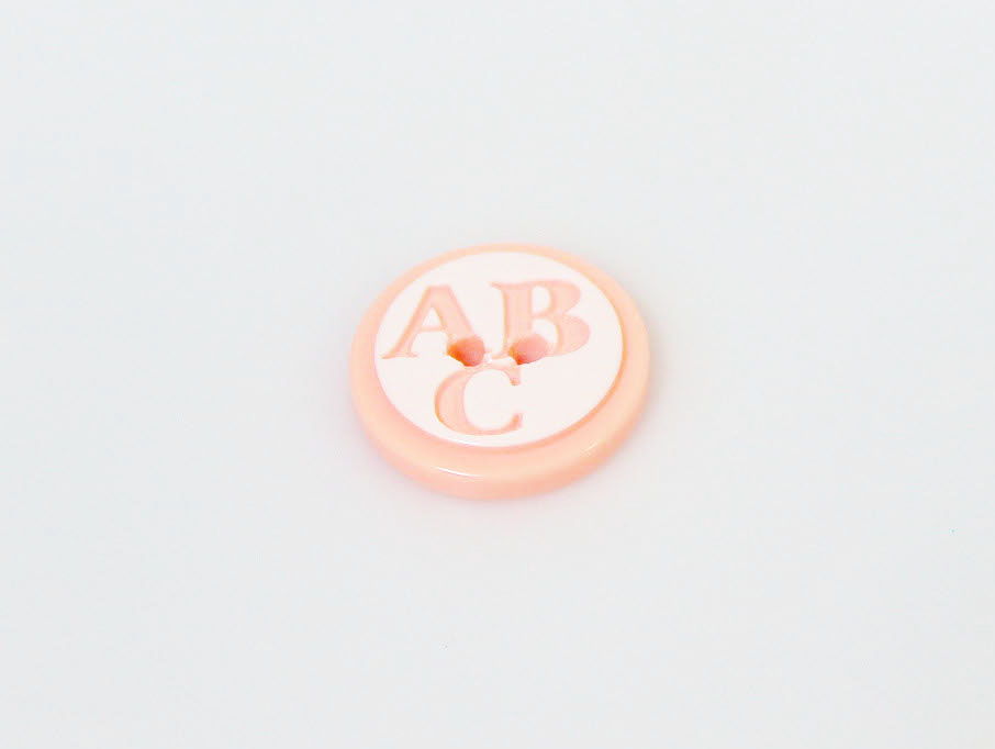 Salmon 5 ABC Figure Buttons 15 mm diameter