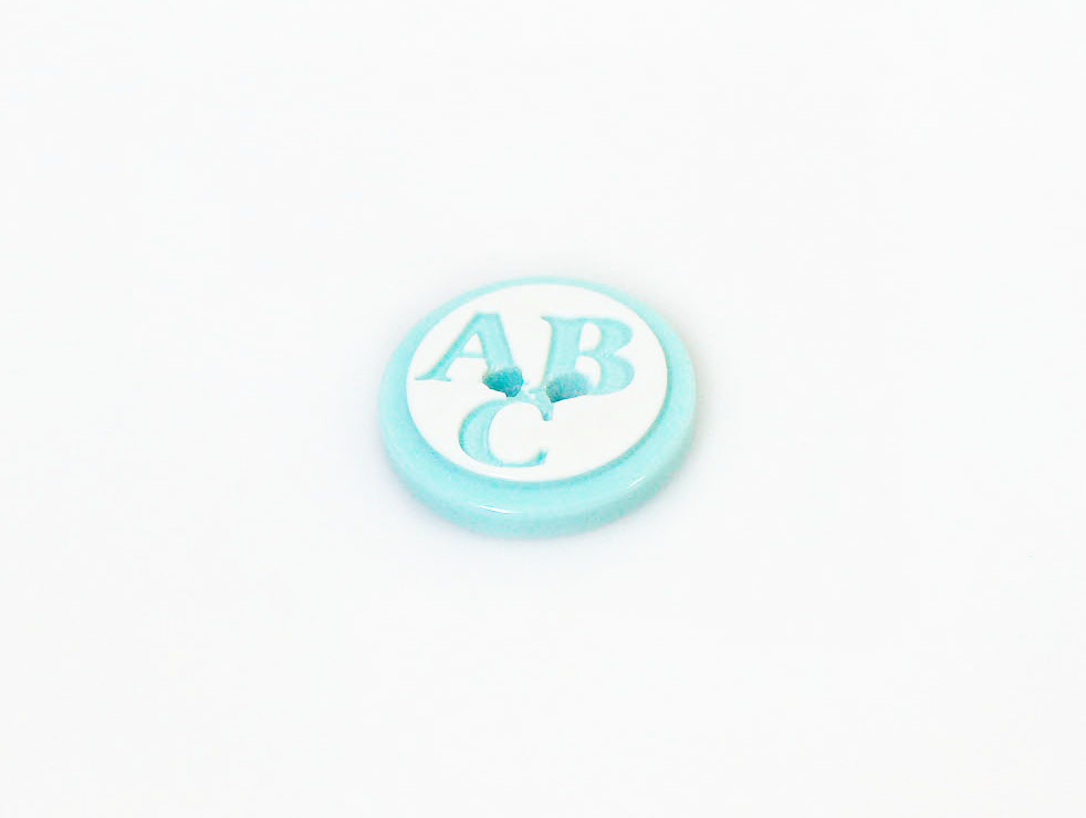 Light Turquoise 5 ABC Figure Buttons 15 mm diameter