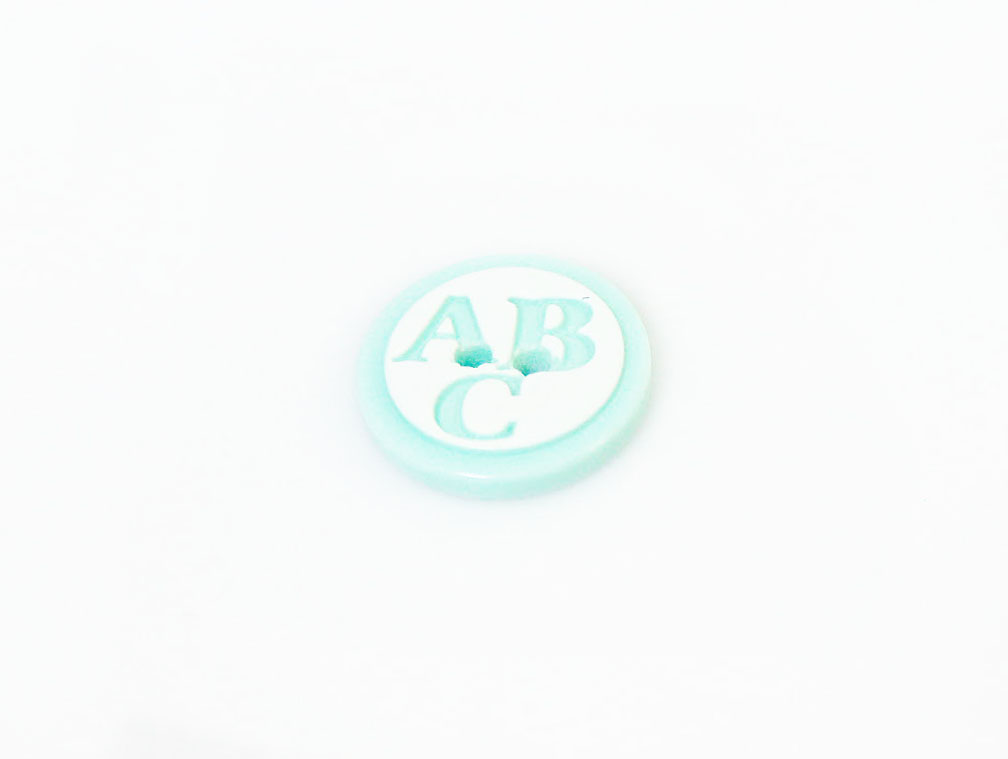 Mint Green 5 ABC Figure Buttons 15 mm diameter