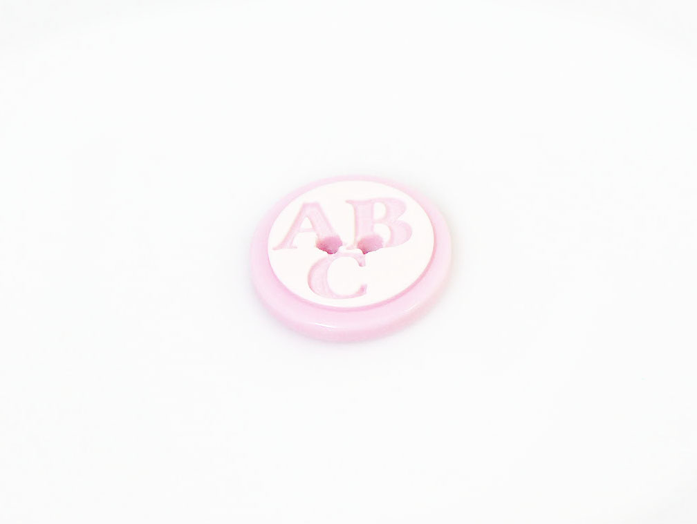 Pink 5 ABC Figure Buttons 15 mm diameter