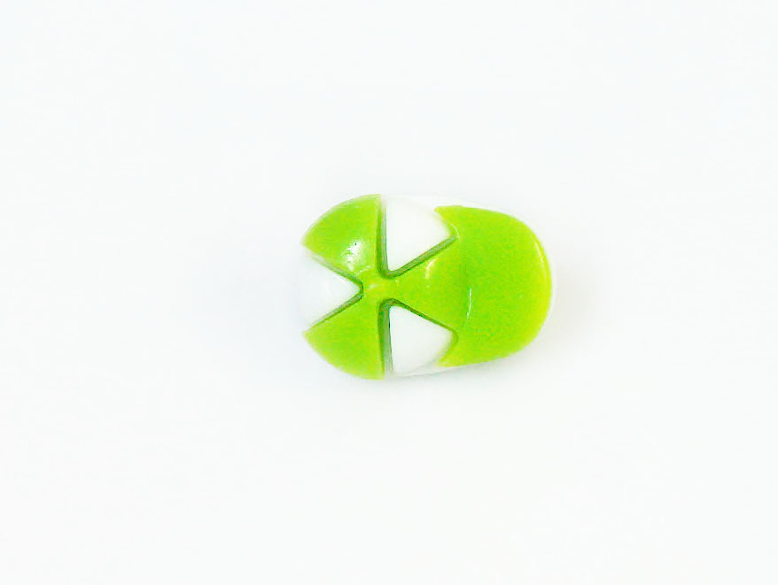 White Green 5 Cap Figure Buttons 15mm long