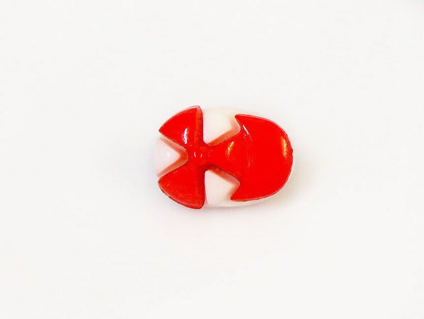 White Red 5 Cap Figure Buttons 15mm long