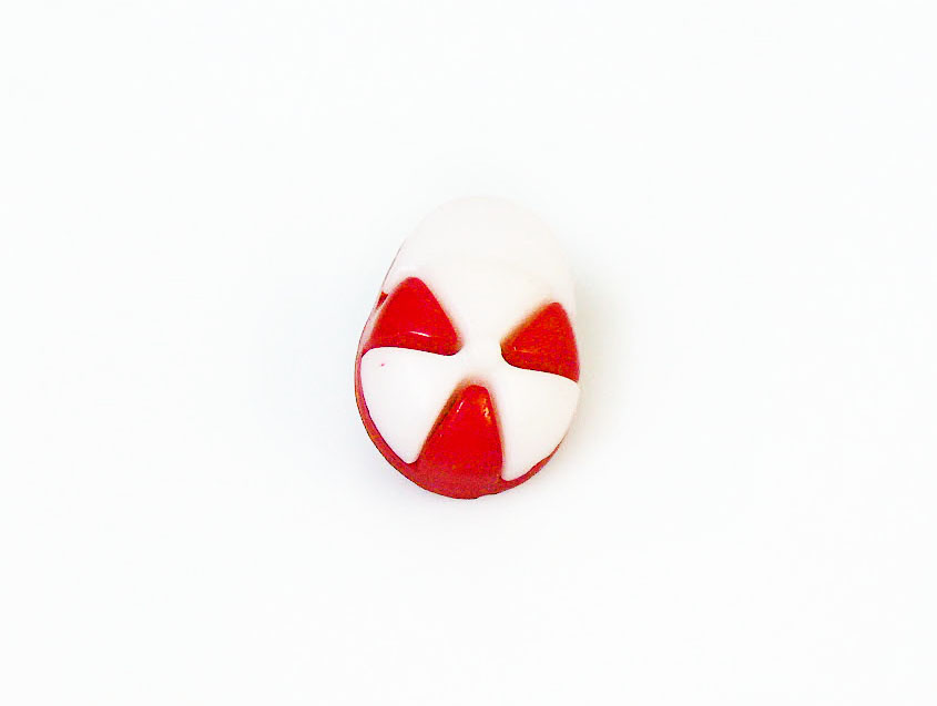 White Red 5 Cap Figure Buttons 15mm long