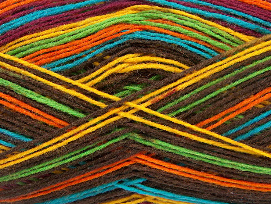 Print Sock Sarı Turkuaz Turuncu Yeşil Koyu Kahverengi