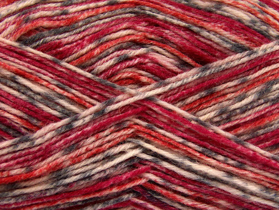 Print Sock Red Orange Grey Cream