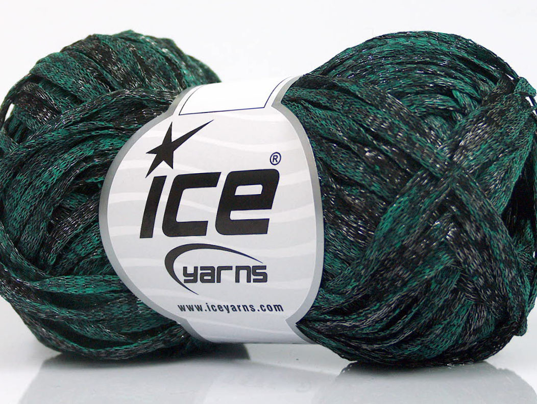 Viscose Shine Bulky Black, Emerald Green