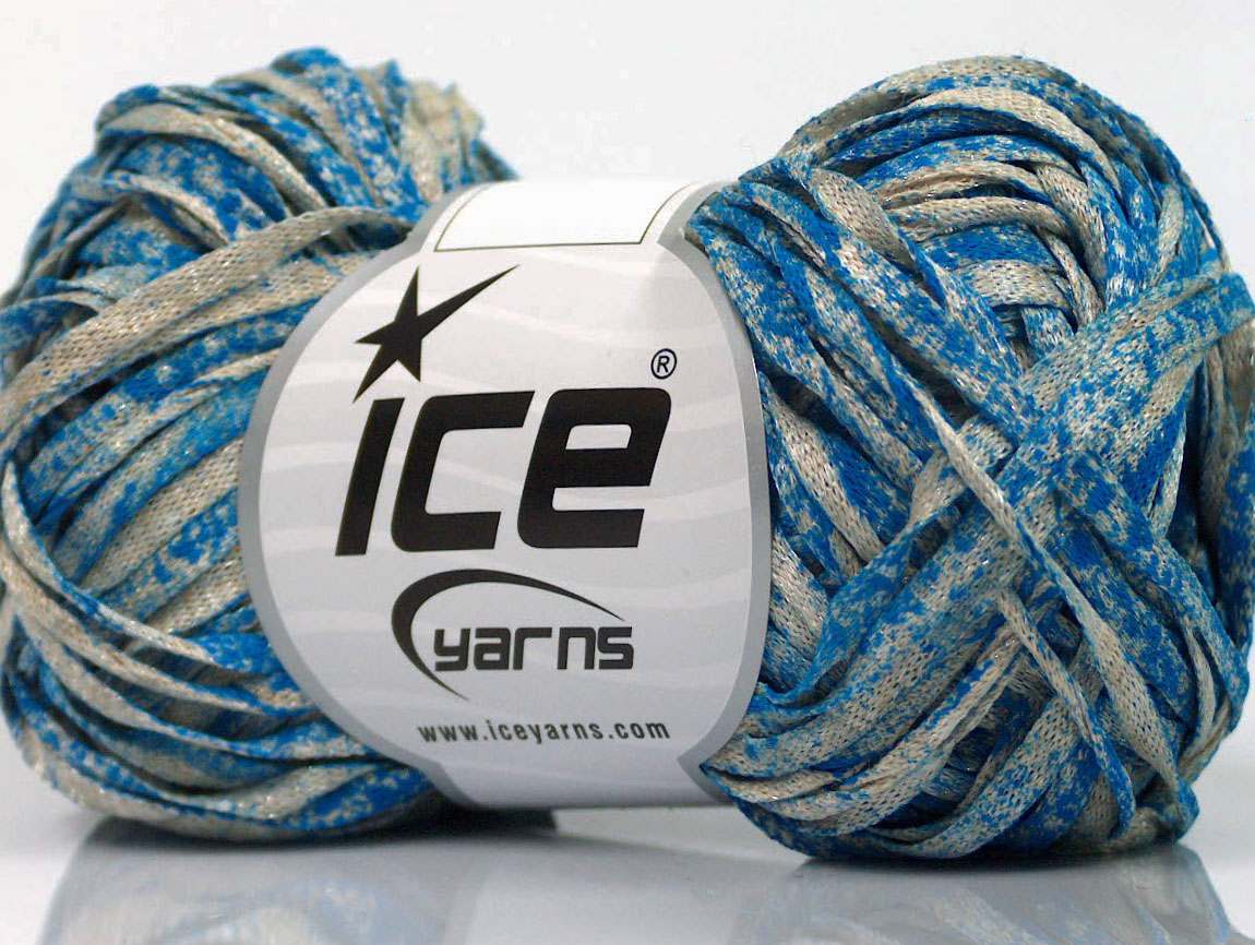Viscose Shine Bulky Blue, Beige