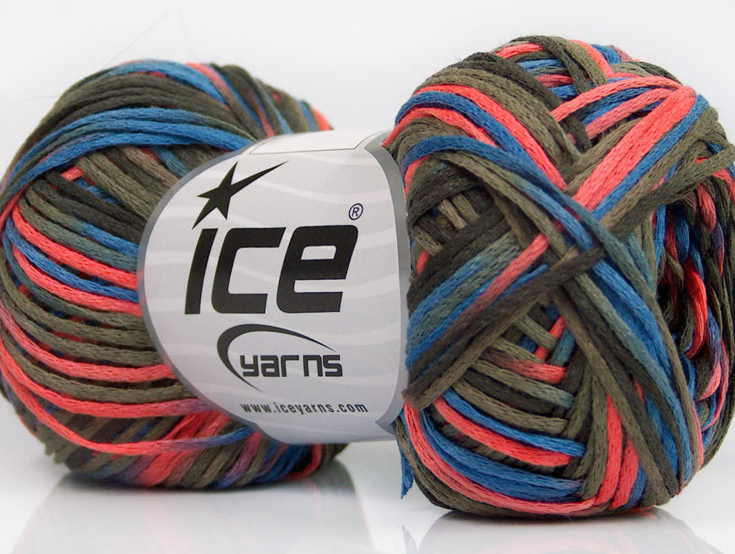 Fettuccia Fine Dark Khaki, Salmon, Blue,