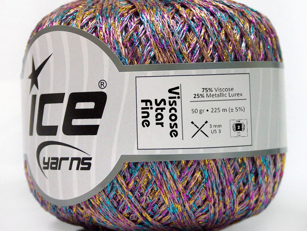 Viscose Star Fine Pink, Lilac, Blue, Gold