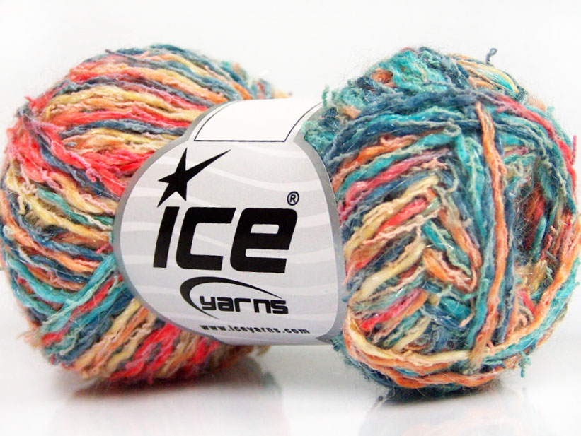Palermo Cotone Blue, Turquoise, Salmon, Yellow, Gold