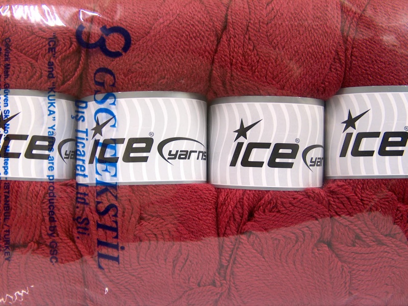 Lot of 4 x 100gr Skeins Ice Yarns GONCA Hand Knitting Yarn Burgundy - photo 4