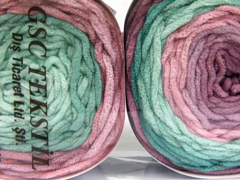 Lot of 2 x 150gr Skeins Ice Yarns CAKES CHENILLE Yarn Maroon Green Shades Pink Shades - photo 4