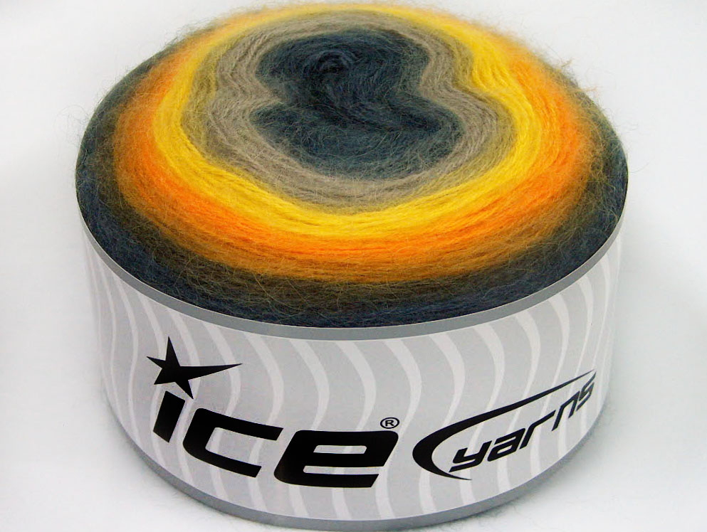 Lot of 2 x 200gr Skeins Ice Yarns CAKES ANGORA (20% Angora20% Wool) Yarn Jeans Blue Khaki Orange Yellow Camel Blue - photo 2