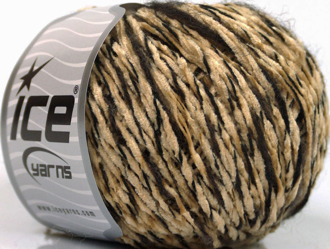 Chenille Wool Flamme Koyu Kahverengi Cafe Latte Siyah