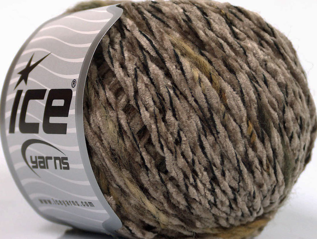 Chenille Wool Flamme Camel, Brown Shades, Black