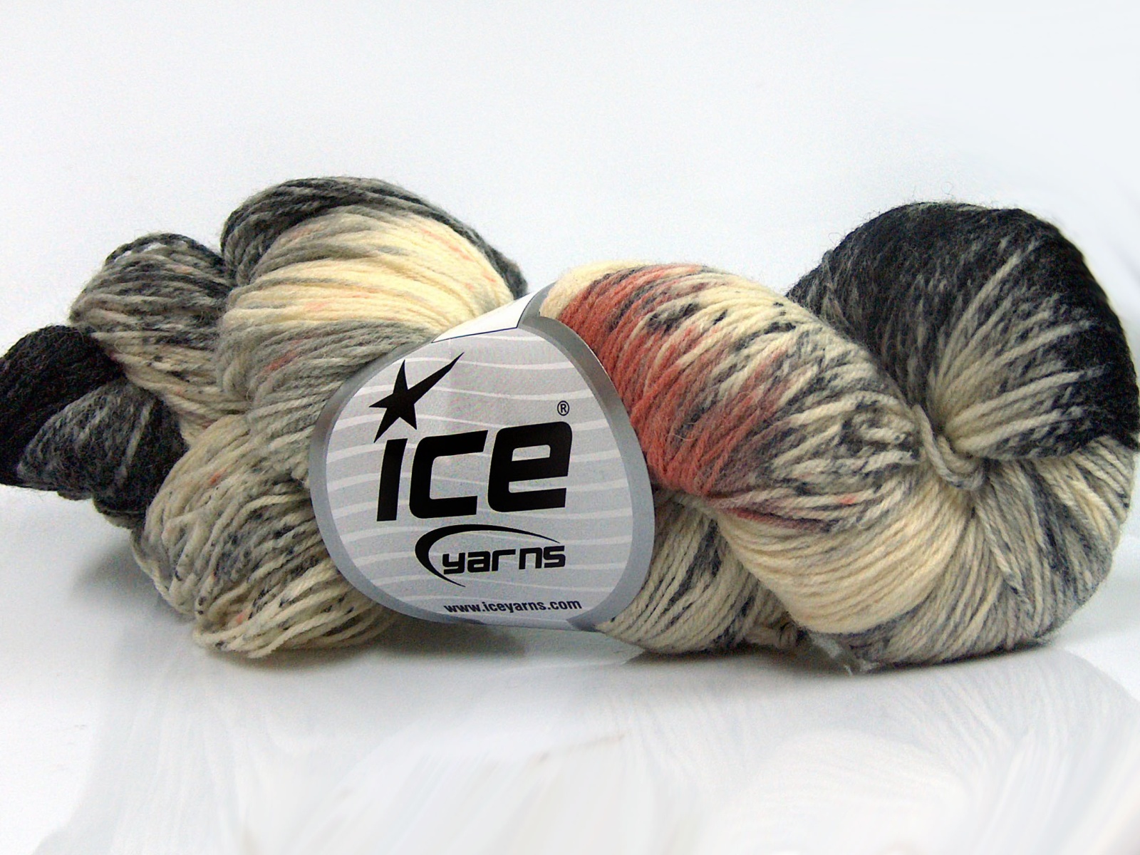 Hand Dyed Sock Yarn Grey, Cream, Black, Orange