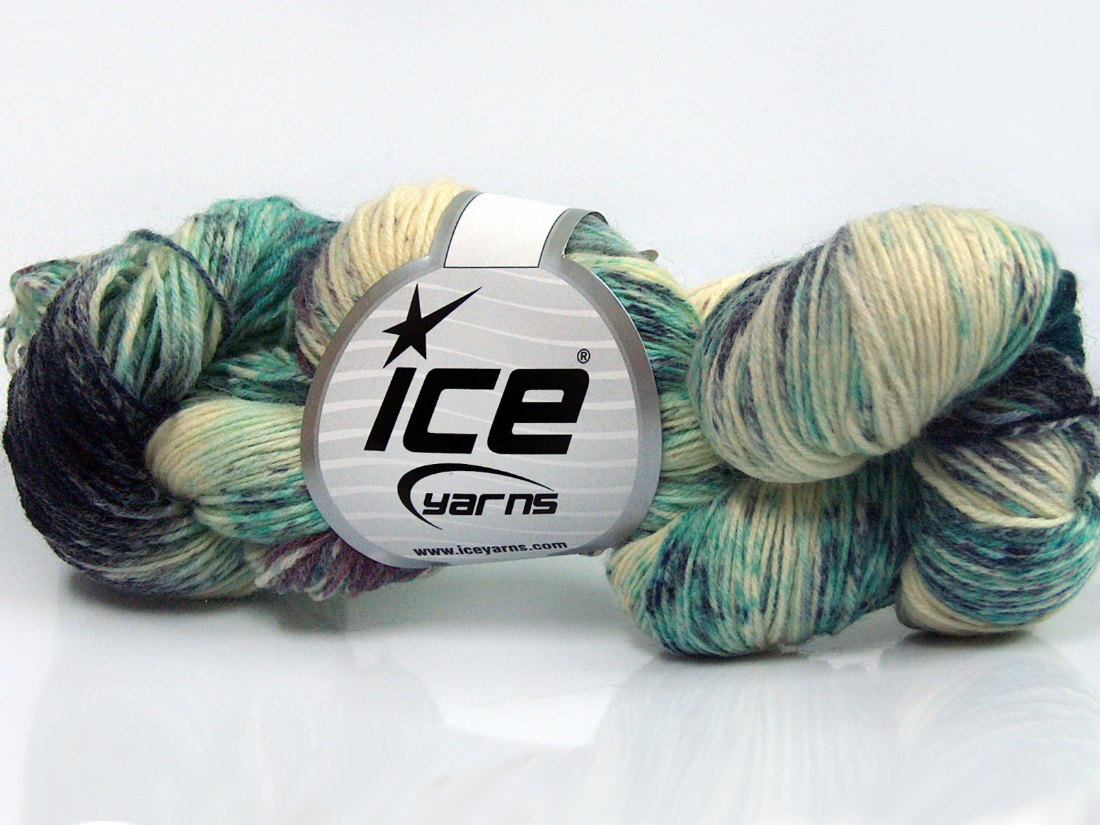 Hand Dyed Sock Yarn Turquoise Shades, Cream, Maroon