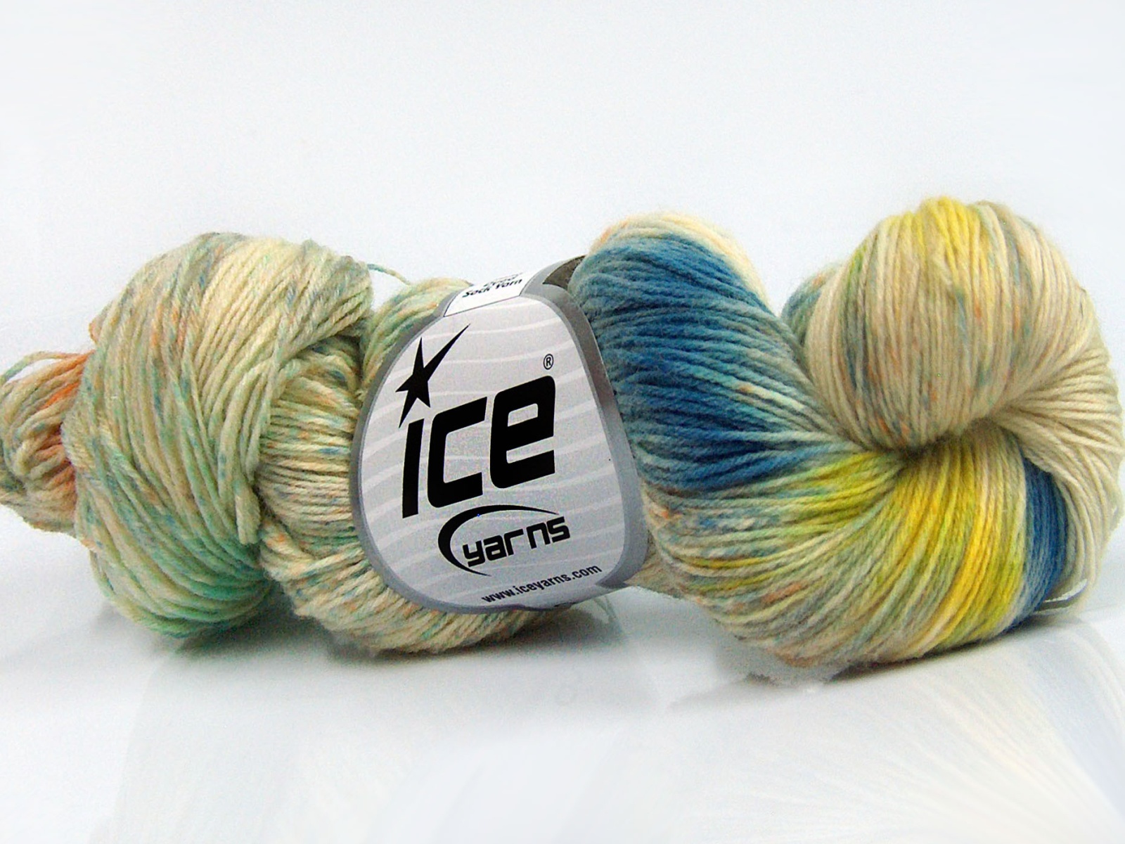 Hand Dyed Sock Yarn Blue, Mint Green, Gold, Light Green, Cream