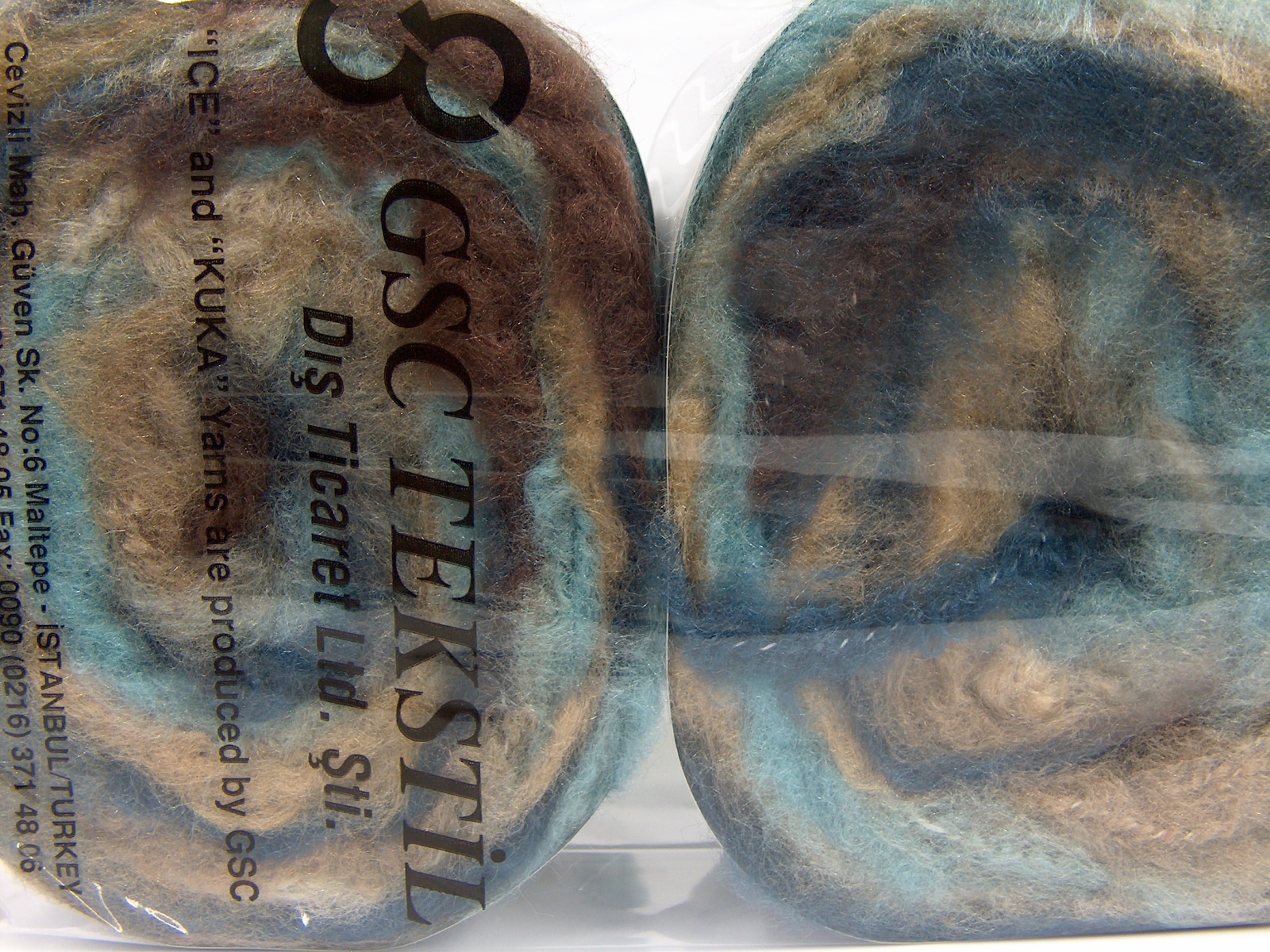 Lot of 2 x 150gr Skeins Ice Yarns CAKES FLUFFY (5% Mohair) Yarn Turquoise Shades Camel Shades - photo 4