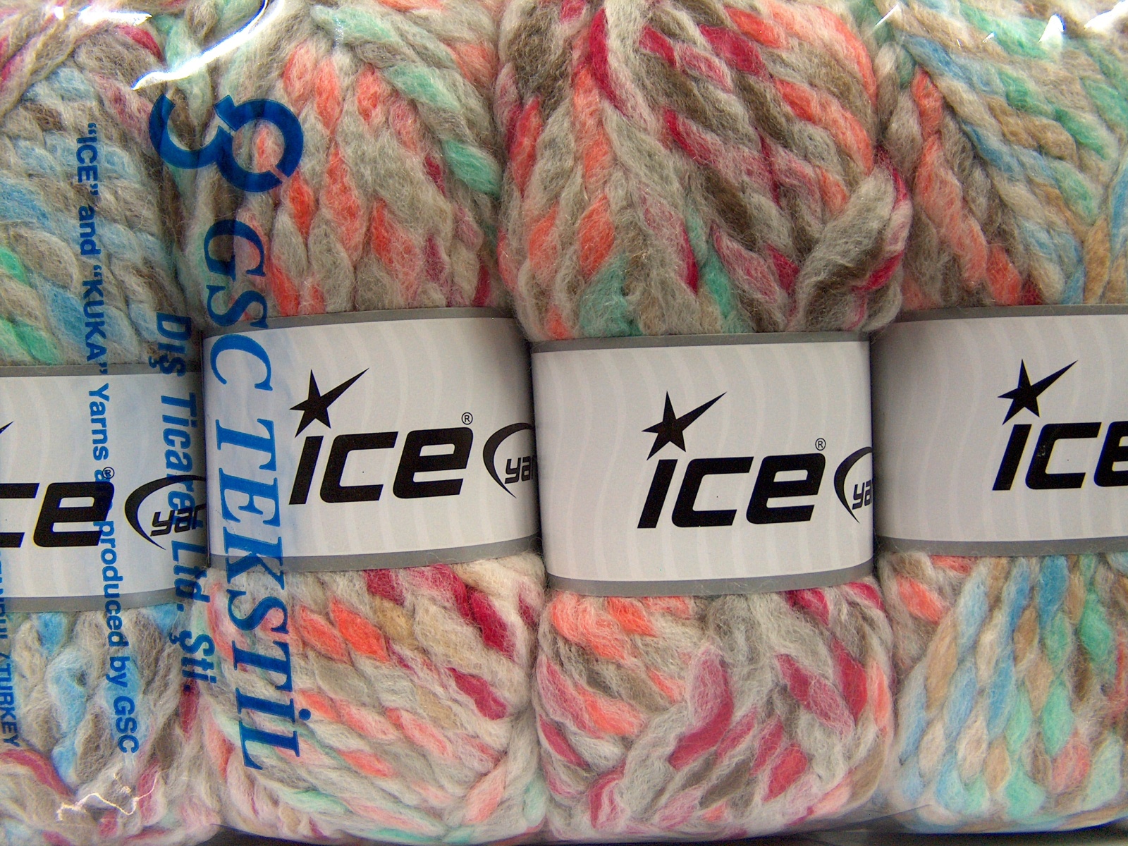 Lot of 4 x 100gr Skeins Ice Yarns ASTORIA (25% Wool) Yarn Turquoise Green Cream Brown Fuchsia - photo 4