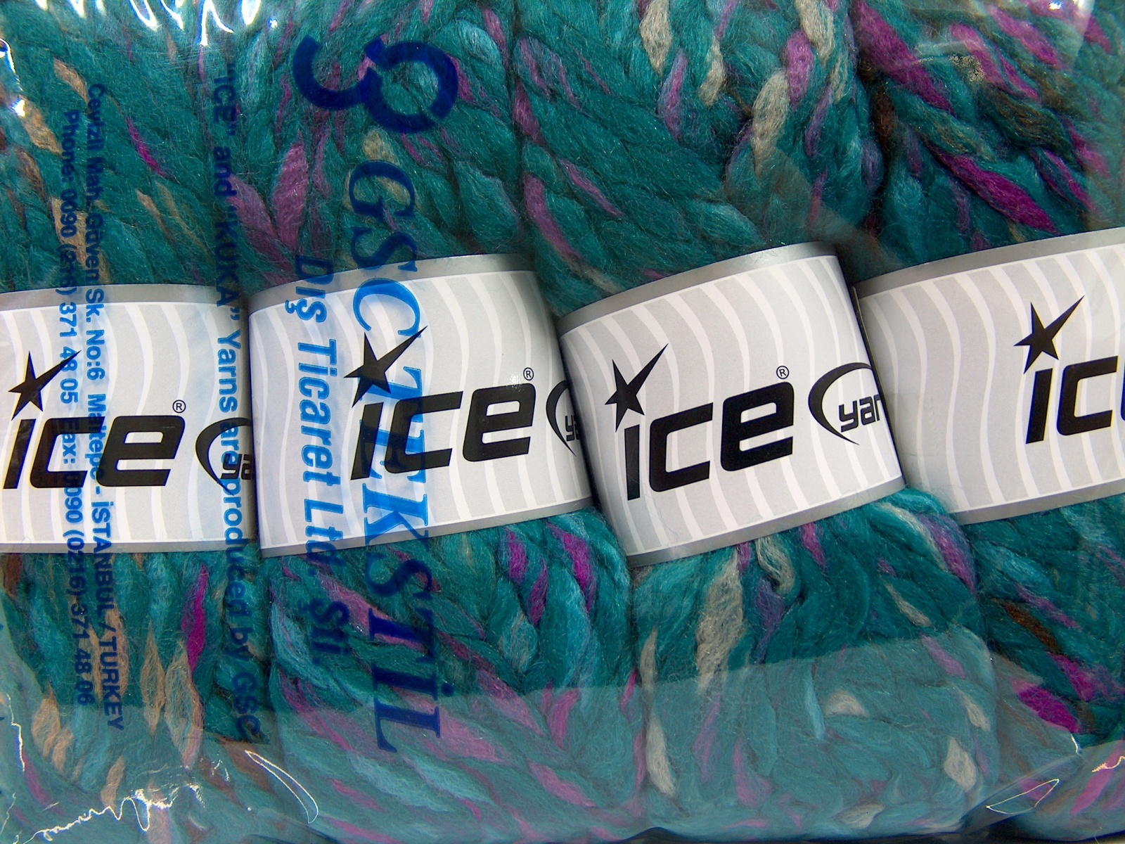 Lot of 4 x 100gr Skeins Ice Yarns ASTORIA (25% Wool) Yarn Turquoise Shades Camel Lilac Brown - photo 4