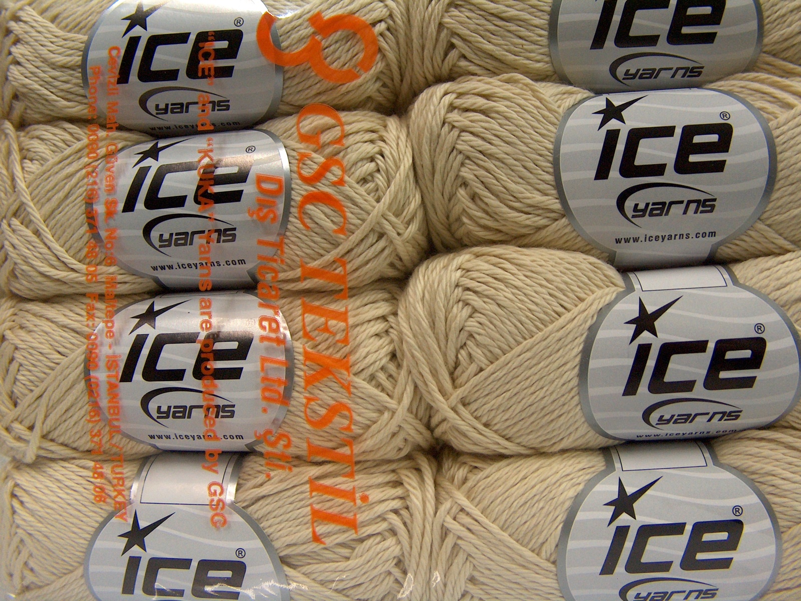 Lot of 8 Skeins Ice Yarns PURE COTTON (100% Cotton) Yarn Dark Cream - photo 4