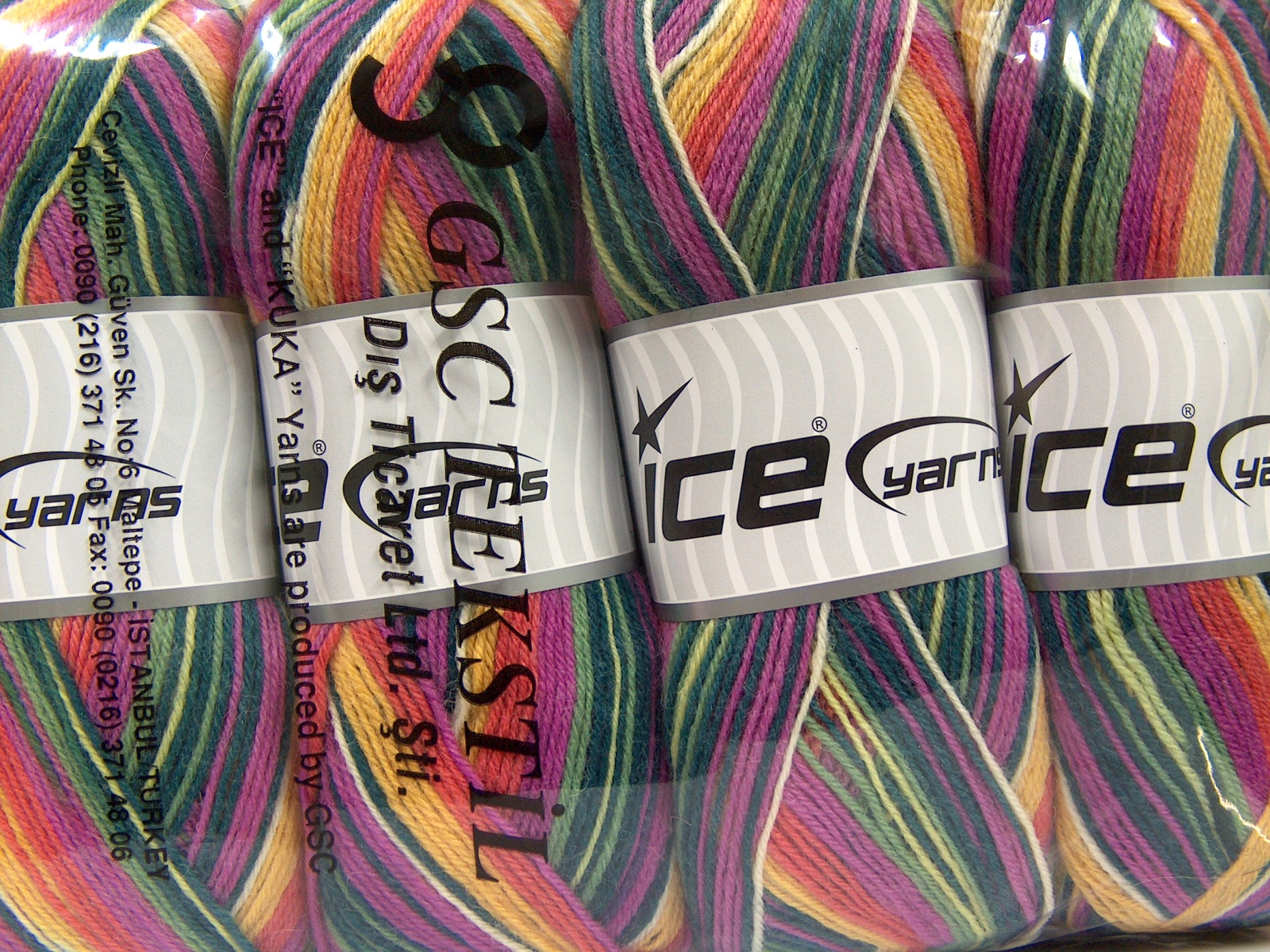 Lot of 4 x 100gr Skeins Ice Yarns SMART SOCK (75% Superwash Wool) Yarn Green Shades Fuchsia Yellow Salmon - photo 5