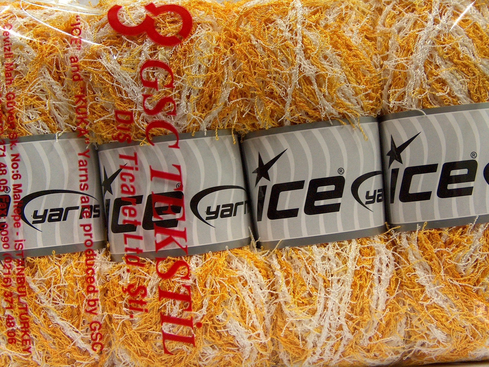 Lot of 4 x 100gr Skeins Ice Yarns SCRUBBER TWIST Hand Knitting Yarn Gold White - photo 4