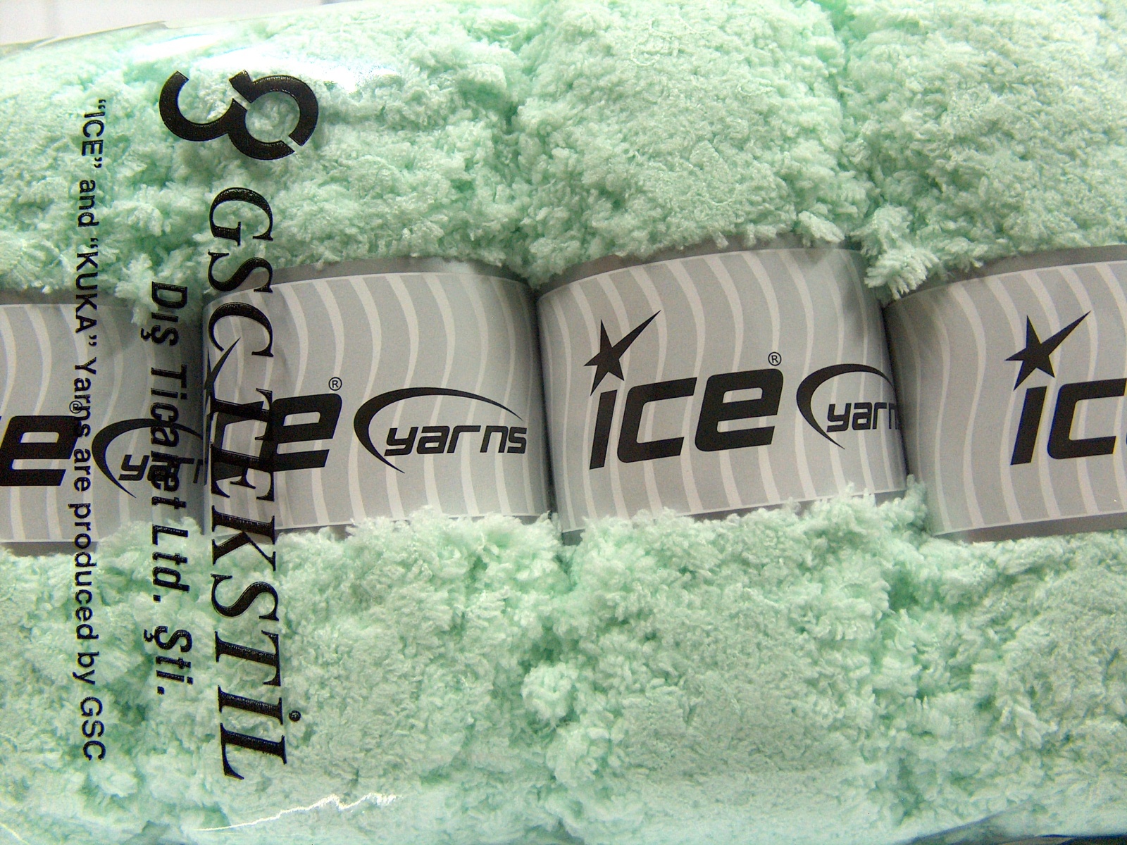 Lot of 4 x 100gr Skeins Ice Yarns PUFFY POPCORN (100% Microfiber) Yarn Mint Green - photo 4