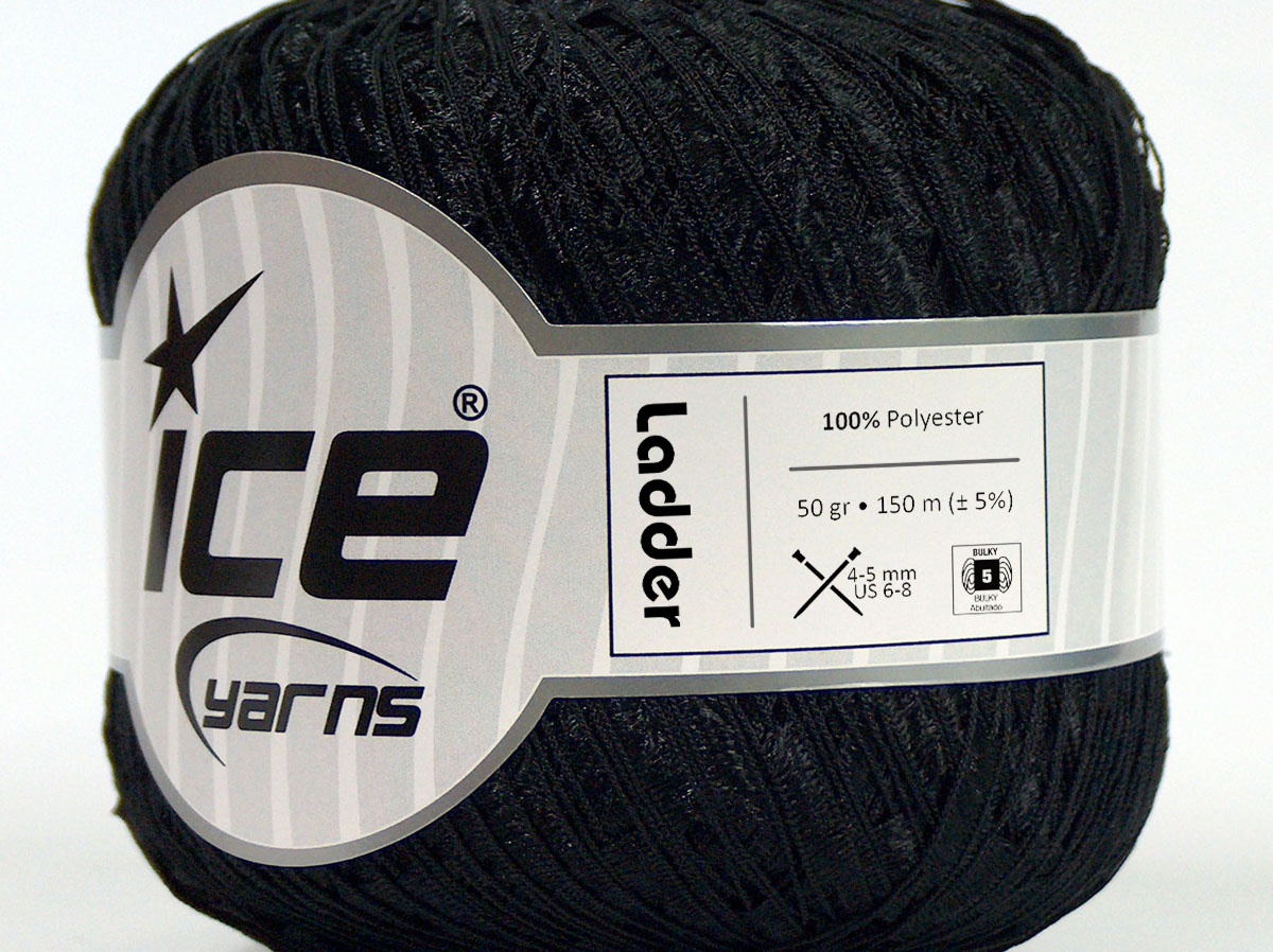 Lot of 6 Skeins Ice Yarns Trellis LADDER Hand Knitting Yarn Black