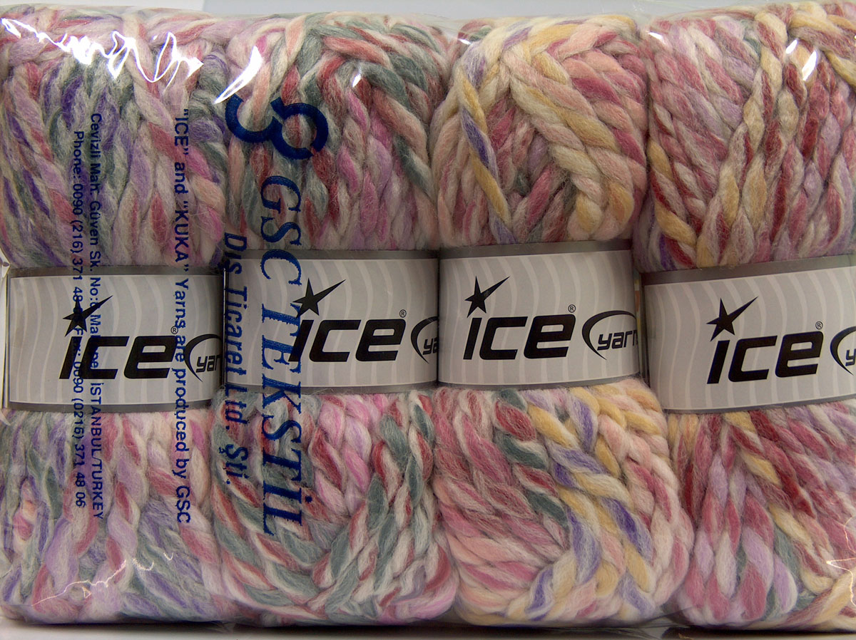 Lot of 4 x 100gr Skeins Ice Yarns ASTORIA (25% Wool) Yarn Lilac Pink Grey Yellow Purple - photo 4
