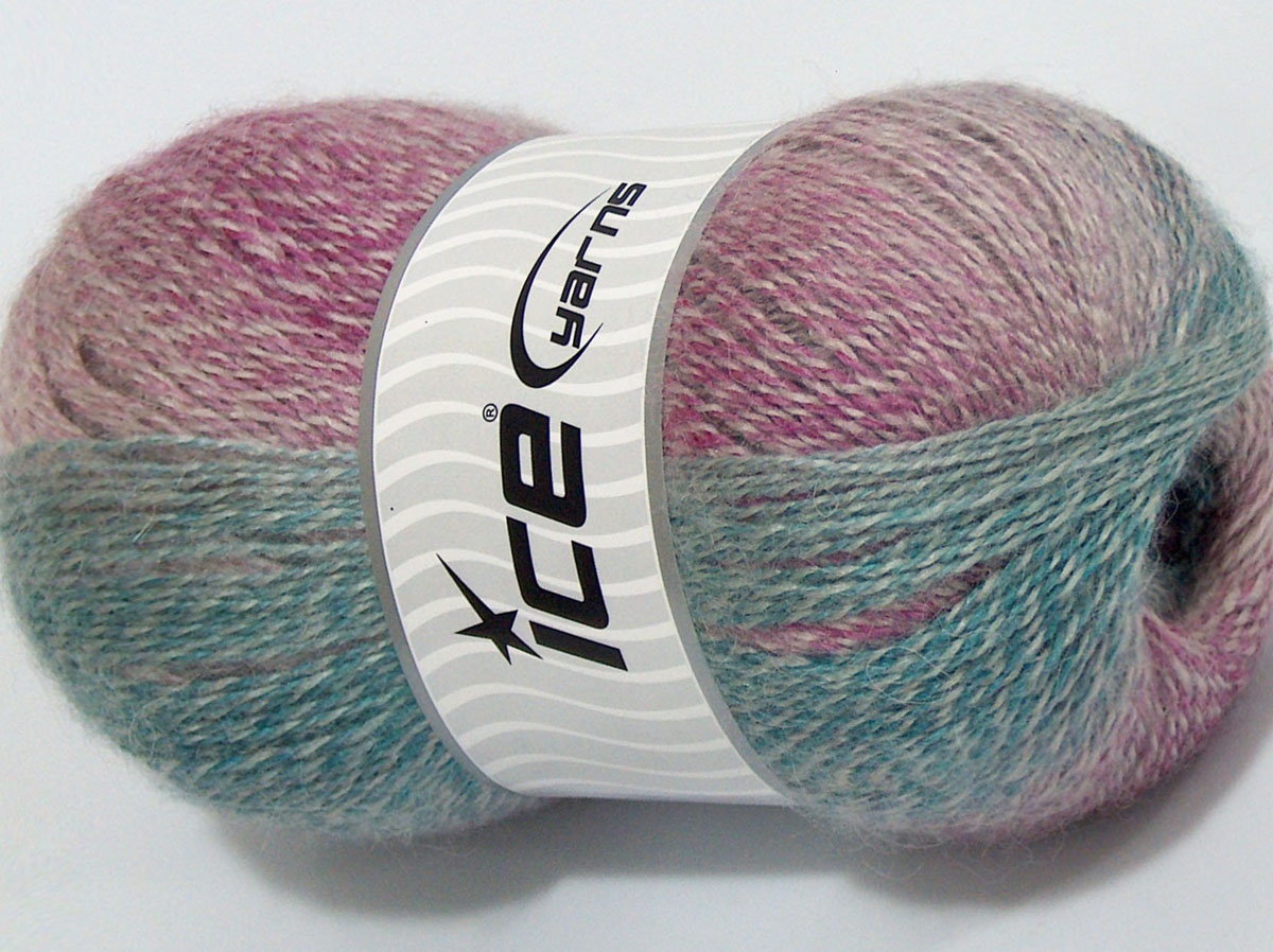 Mohair Pastel Turkuaz Pembe tonları Açık Mürdüm