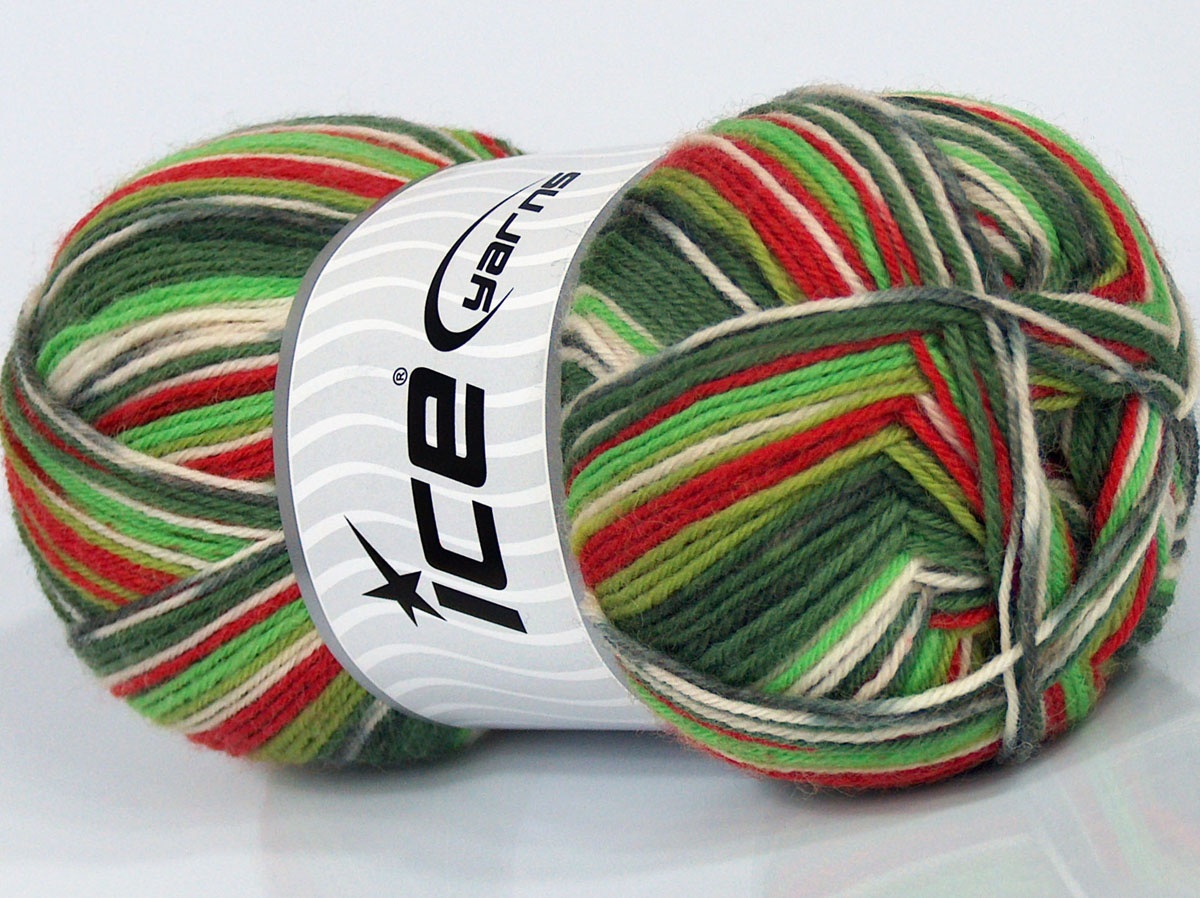 Sale Sock Yarn Kırmızı Yeşil Tonları Krem