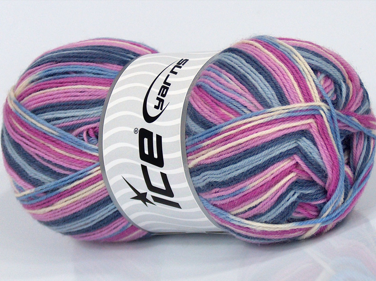 Sale Sock Yarn Leylak Tonları Fuşya Mavi Tonları