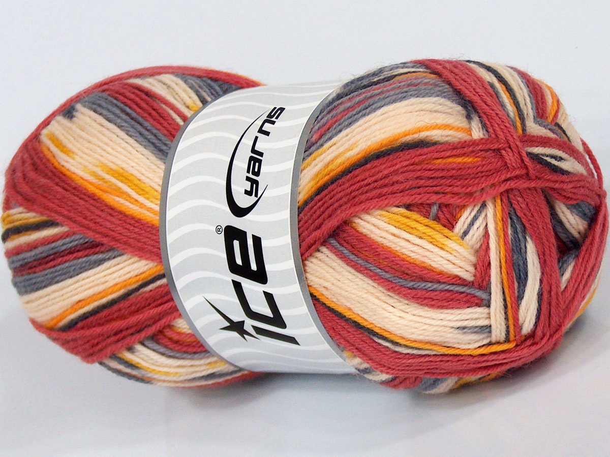 Print Sock Sarı Gri Krem Bakır