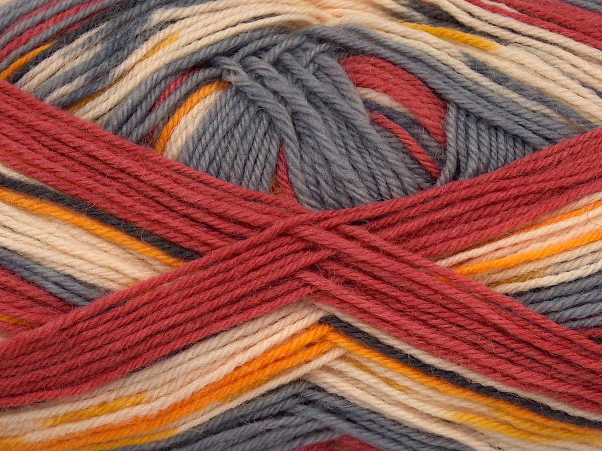 Print Sock Sarı Gri Krem Bakır