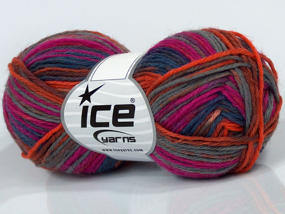 Sale Sock Yarn Somon Kot Mavisi Gri Fuşya