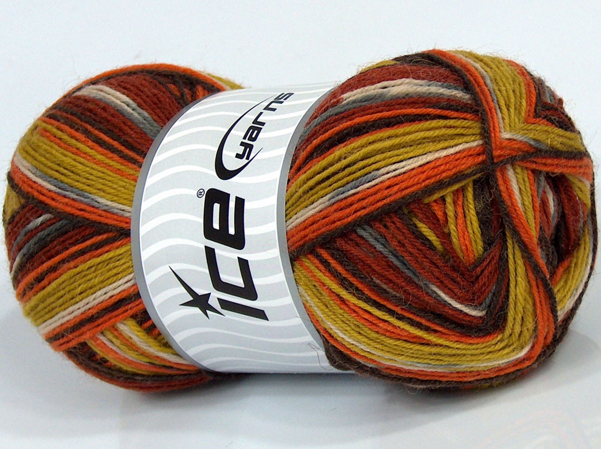 Sale Sock Yarn Turuncu Tonları Zeytin Yeşili Krem Kahverengi