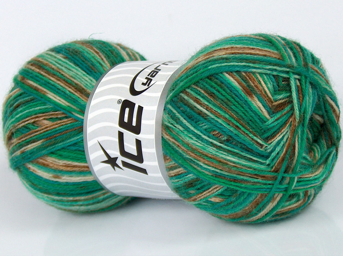Multicolor Sock Yeşil Tonları Krem Kahverengi