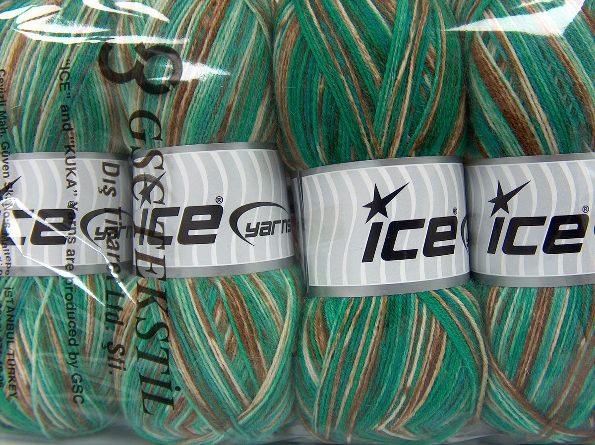 Multicolor Sock Yeşil Tonları Krem Kahverengi