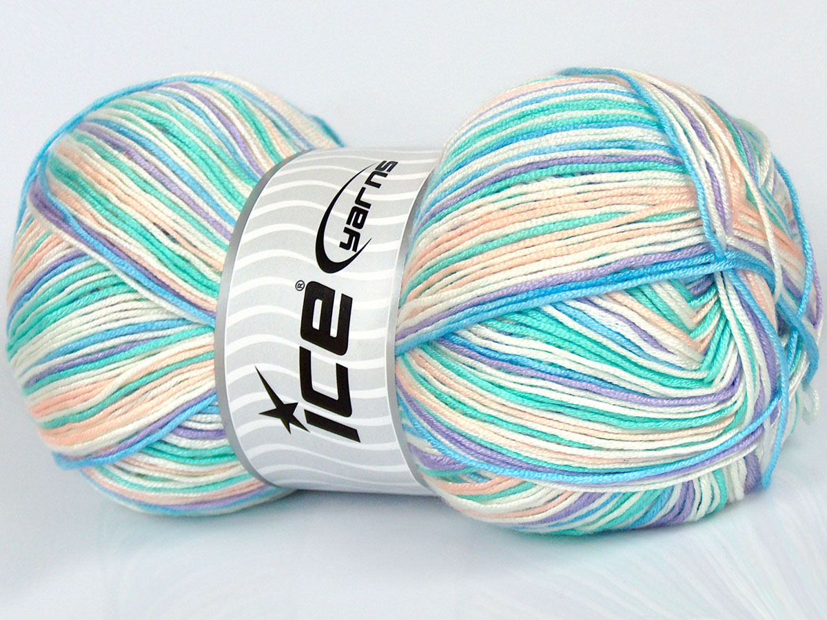 Sale Self-Striping Leylak Açık Pembe Yeşil Tonları Mavi