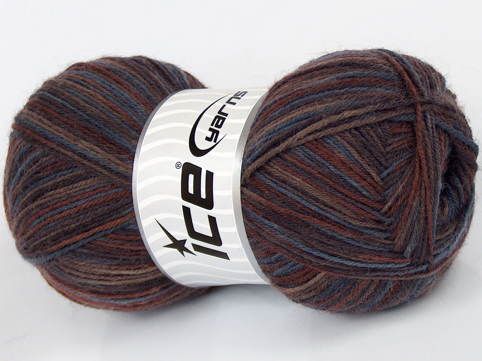 Lot of 4 x 100gr Skeins Ice Yarns MULTICOLOR SOCK (75% Superwash Wool) Yarn Brown Shades Blue - photo 2
