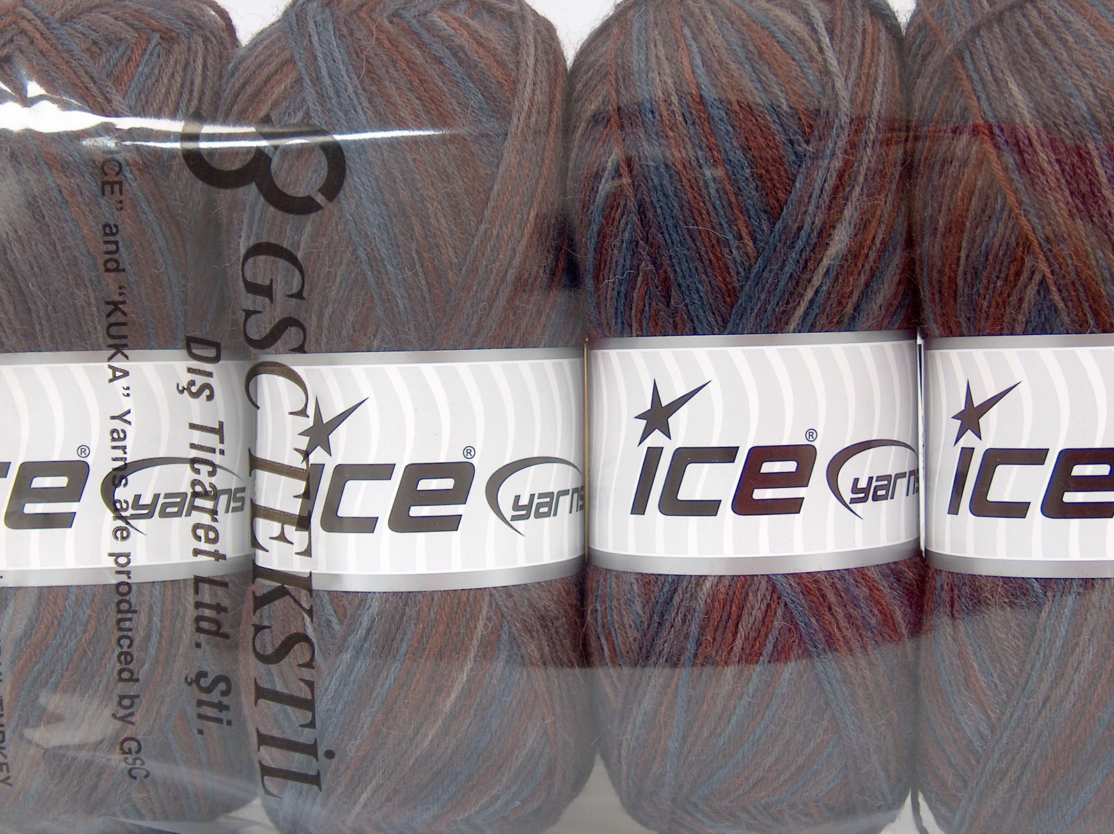Lot of 4 x 100gr Skeins Ice Yarns MULTICOLOR SOCK (75% Superwash Wool) Yarn Brown Shades Blue - photo 4